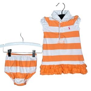 RALPH LAUREN Embroidered Polo Logo Ruffled Polo Dress with Matching Bottoms